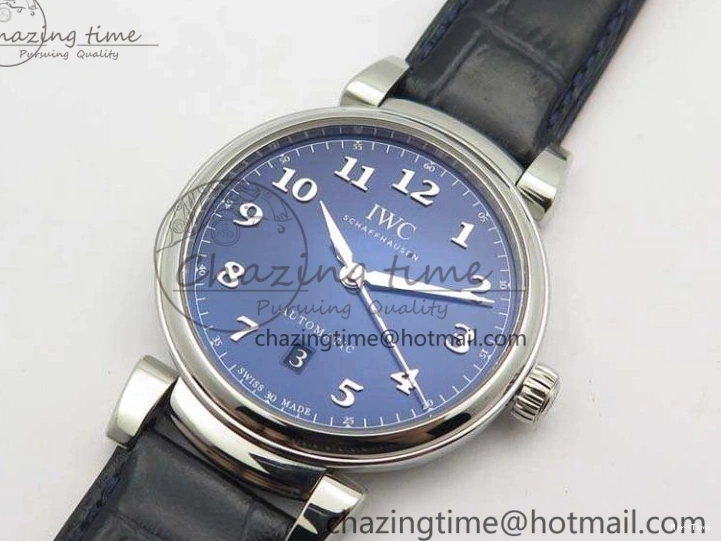 MIROTIME 0714 MoistureWicking Da Vinci IW356601 SS MKF 1:1 Best Edition Blue Dial On Black Leather Strap A 7233